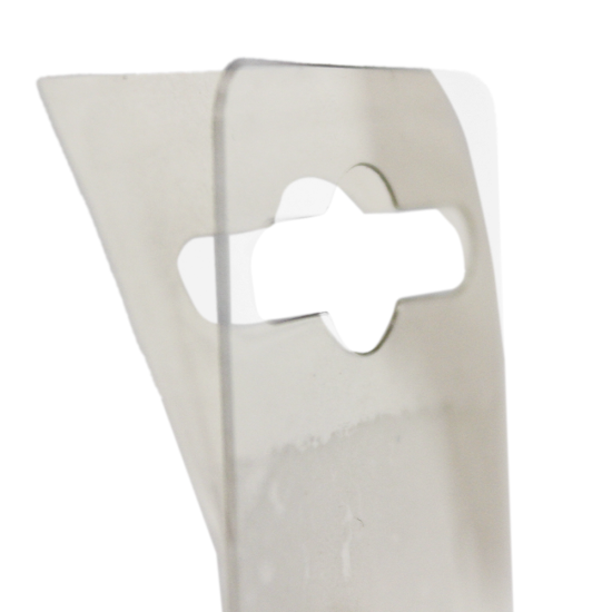 Self-adhesive plastic euro slot tab attachment